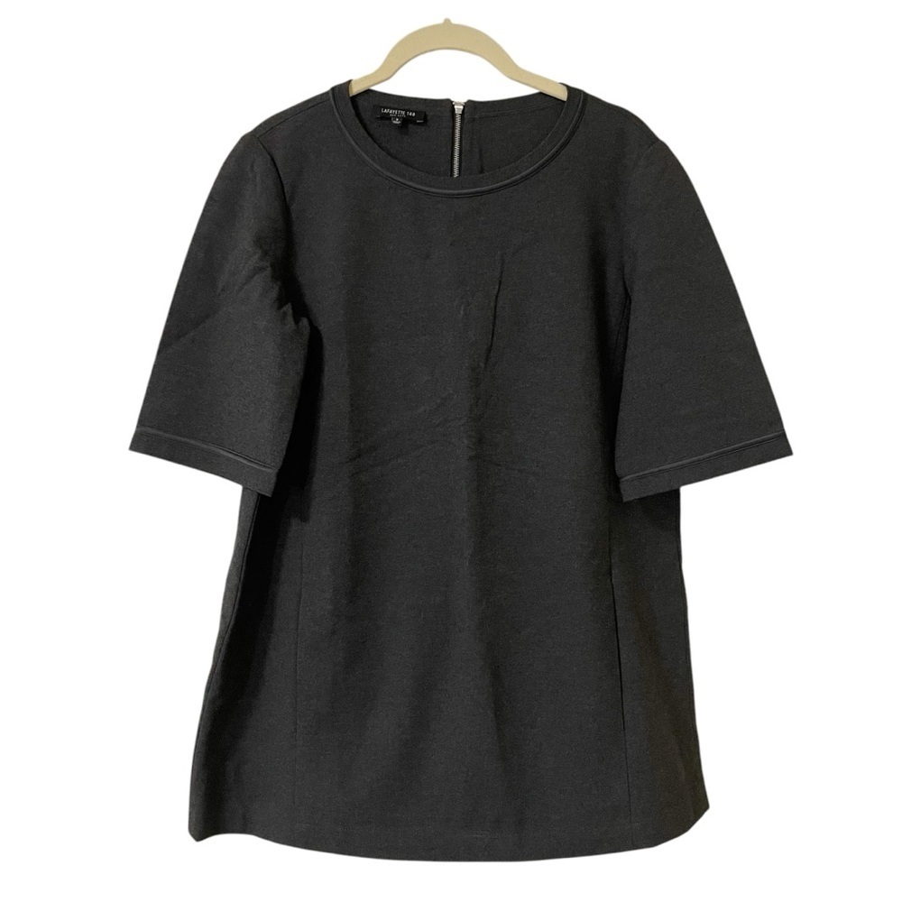 Lafayette 148 New York Dark Gray Boxy Half Sleeve Top Tunic Size Small